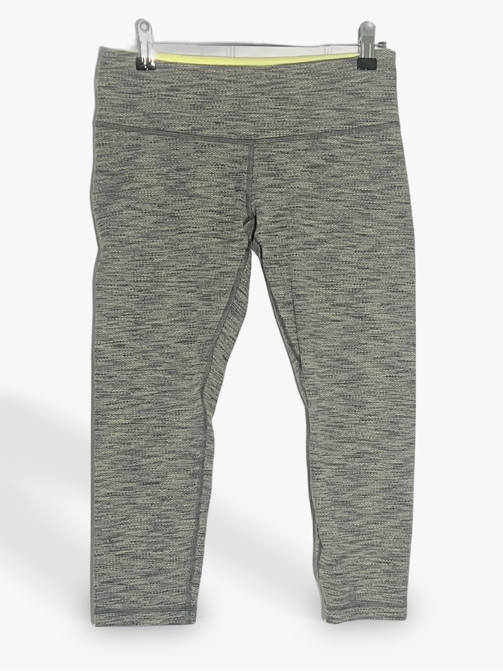 Lululemon Gray Heather Leggings with Subtle Lime Waistband